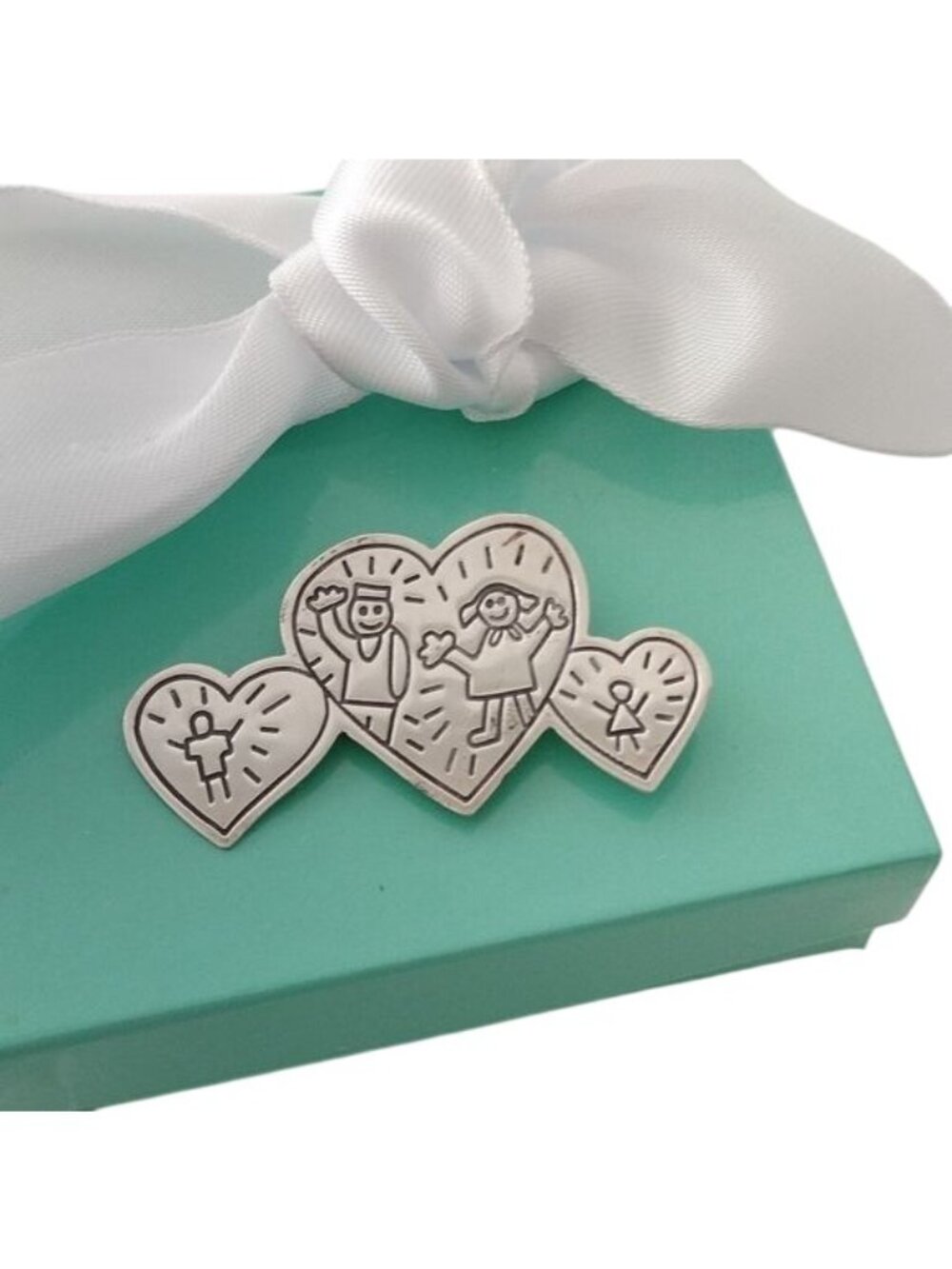 Vintage EFS Kids & Hearts Save The Children Sterling Silver 925 Brooch Pin